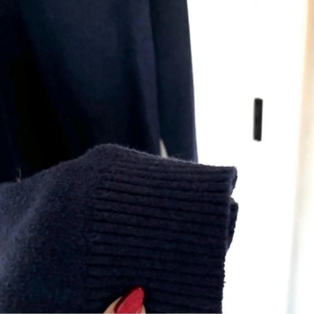 Banana Republic Navy Blue Henley Button Collared Wool Blend Sweater M Fast Ship